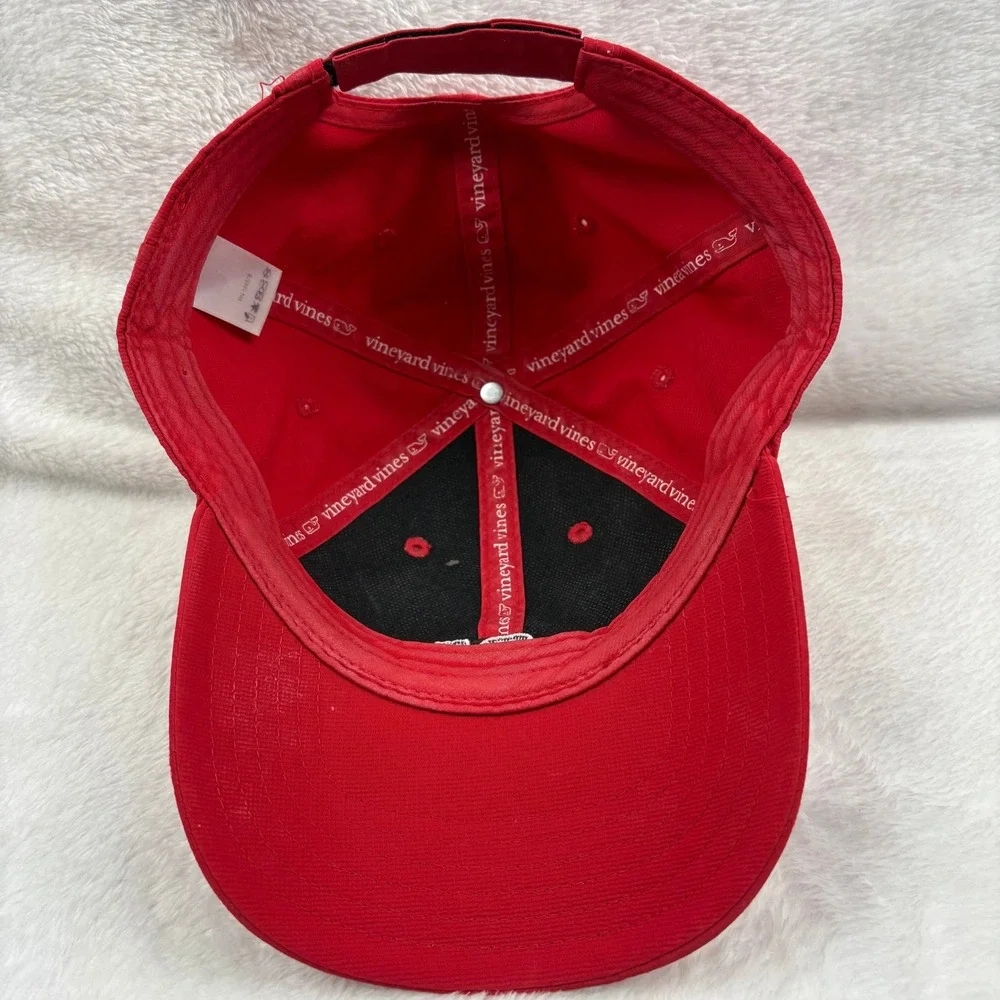 Vineyard Vines Red Baseball Cap Whale Logo Adjustable‎ Nautical Coastal Preppy